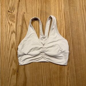 ALO Yoga White Ruched Sports Bra